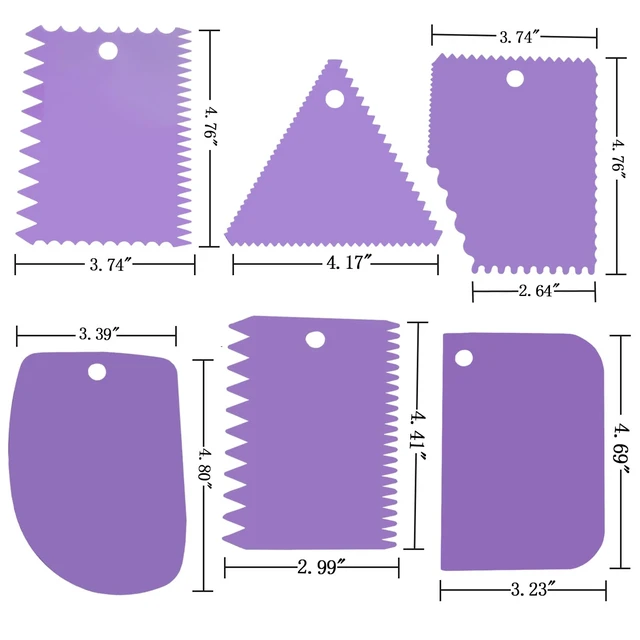 Alt view image 2 of 4 - 6pcs Cake Scraper Decorating Comb and Icing Smoother Reusable Bread Cream Pizza Cutter-Purple