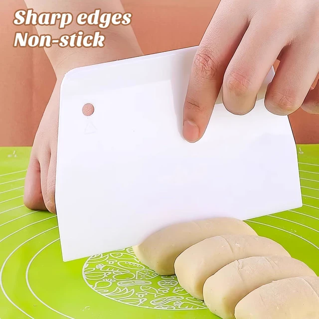 Alt view image 7 of 7 - 2 PCS Large Plastic Dough Scraper for Baking, Trapezoidal Bench Cutter and Flexible Bowl Spatula for Bread Cake Decorating, Fondant Icing Smoothing Tool, White