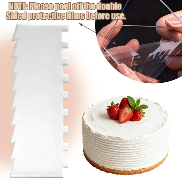 Alt view image 5 of 7 - 4 Pieces Acrylic Cake Scraper Set - Large Transparent Cake Smoother For Icing Frosting - Baking Tools With Comb Edge For Buttercream Mousse Decoration