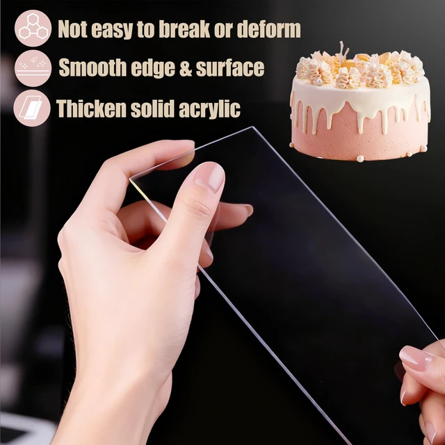 Alt view image 6 of 7 - 4 Pieces Acrylic Cake Scraper Set - Large Transparent Cake Smoother For Icing Frosting - Baking Tools With Comb Edge For Buttercream Mousse Decoration