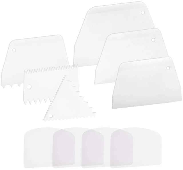 Main image of Cake Scraper Smoother Cake Icing Tool Set, Plastic Scraper Cake Frosting Scraper Smoother Combo for Buttercream Edge Decorating Cake Smoother Flexible for Baking Birthday DIY Kitchen (10 Pcs)
