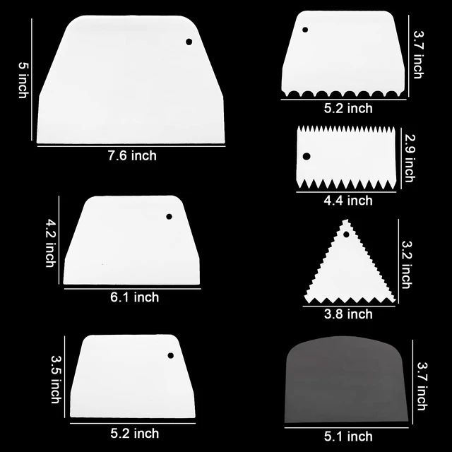 Alt view image 2 of 6 - Cake Scraper Smoother Cake Icing Tool Set, Plastic Scraper Cake Frosting Scraper Smoother Combo for Buttercream Edge Decorating Cake Smoother Flexible for Baking Birthday DIY Kitchen (10 Pcs)