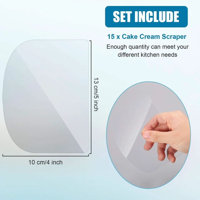Alt view image 2 of 6 - 15 Pieces Transparent Cake Cream Scraper, Flexible Plastic | Cake Scraper Smoother, Pastry Spatula Scraper, for Bread, Pastry, Cake Decorating Supplies, DIY Kitchen, Bakery, Bake Tool