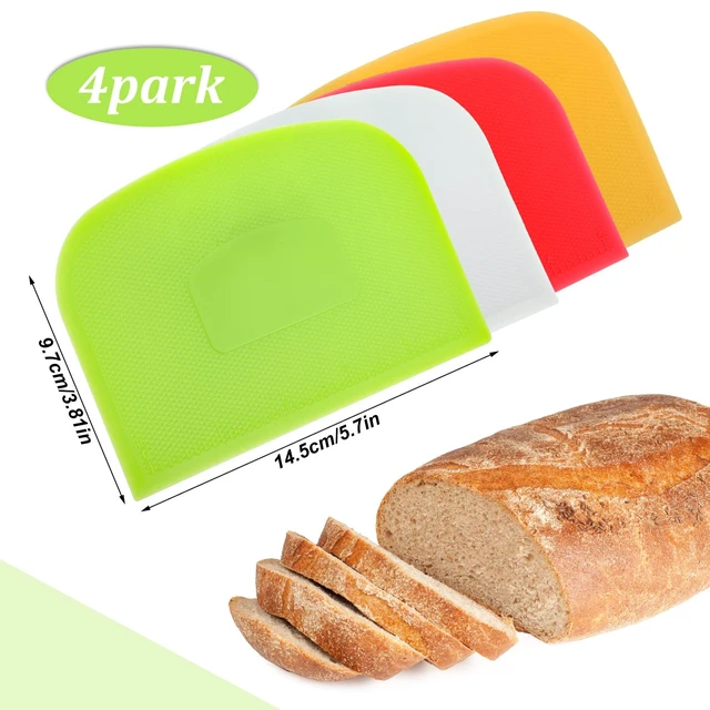 Alt view image 2 of 7 - 4 Piece Plastic Dough Scraper Bowl Scraper Flexible Multipurpose Food Spatula Plastic Daigh Cutter for Bread Cake Dough Fondant Icing (White, Green, Yellow, Red)