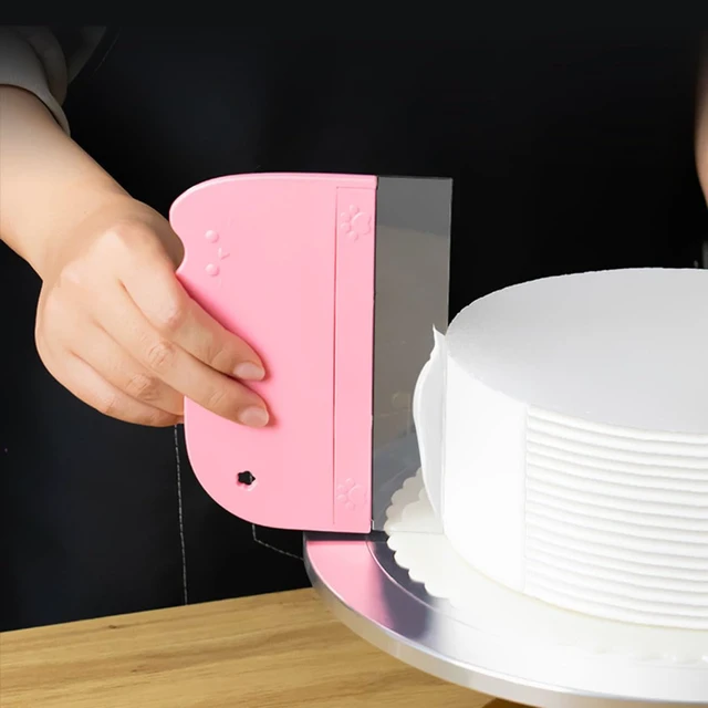 Alt view image 3 of 7 - 12 PCS Plastic Scraper Tool Set,Cake Smoother Scraper,Transparent Scrapers | Flexible Plastic Cake Scraper Smoother for Bakery Pastry Cake Decoration Kitchen DIY Baking Tool (pink)