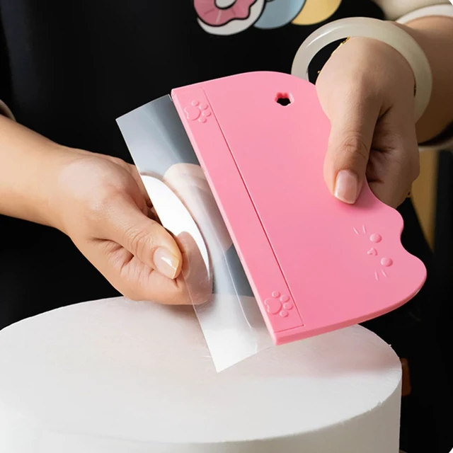 Alt view image 4 of 7 - 12 PCS Plastic Scraper Tool Set,Cake Smoother Scraper,Transparent Scrapers | Flexible Plastic Cake Scraper Smoother for Bakery Pastry Cake Decoration Kitchen DIY Baking Tool (pink)