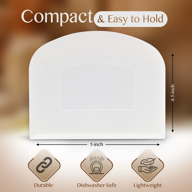 Alt view image 2 of 6 - Plastic Bench Scraper for Baking - 2 White Bowl Scraper - Flexible Food Safe Dough Scraper Multipurpose Good Grip Curved and Flat Edge Dough Cutter - Essential Pan Scraper for Kitchen Use