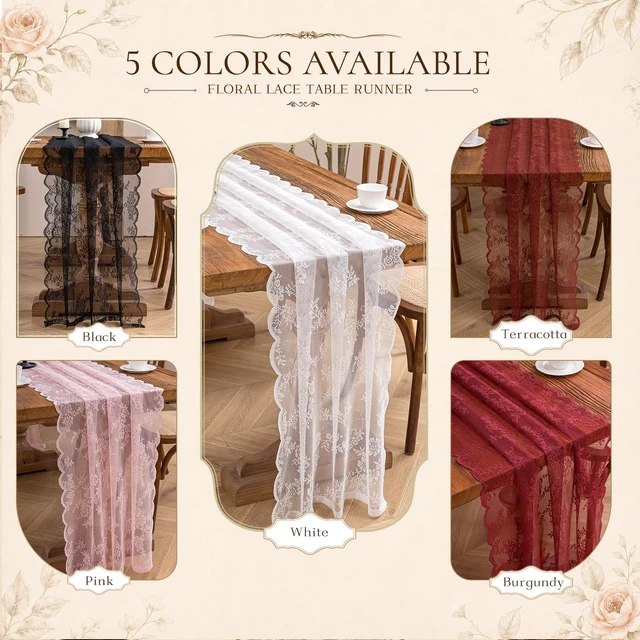 Alt view image 5 of 7 - Pink Lace Table Runner with Floral Embroidered (1pcs, 28x118) | Wedding Decor, 10ft, Valentine's Day Decor, Home Dining Party Decor, Backdrop, Sewing Lace Fabric, Floral Pattern, DIY Crafts