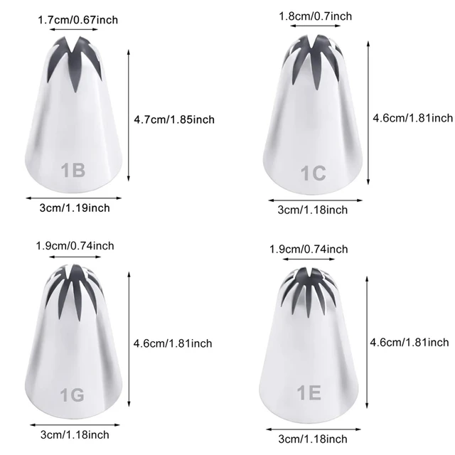 Alt view image 3 of 3 - 1B 1C 1E 1G Piping Tips, Drop Flower Closed Star Tip for Rosette Decorating