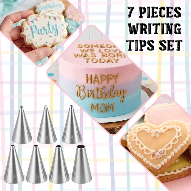 Alt view image 3 of 7 - 7Pcs Round Hole Piping Tips Set, Stainless Steel Cupcake Frosting Nozzles for Cake Decorating Professional Russian Pastry Icing Dispensers Supplies for Cake Cookies Pastry Fondant Cream