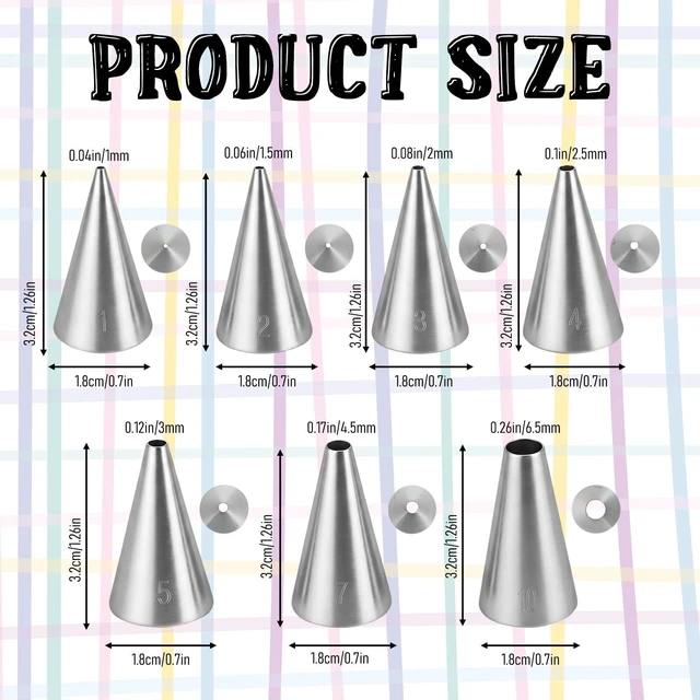 Alt view image 2 of 7 - 7Pcs Round Hole Piping Tips Set, Stainless Steel Cupcake Frosting Nozzles for Cake Decorating Professional Russian Pastry Icing Dispensers Supplies for Cake Cookies Pastry Fondant Cream