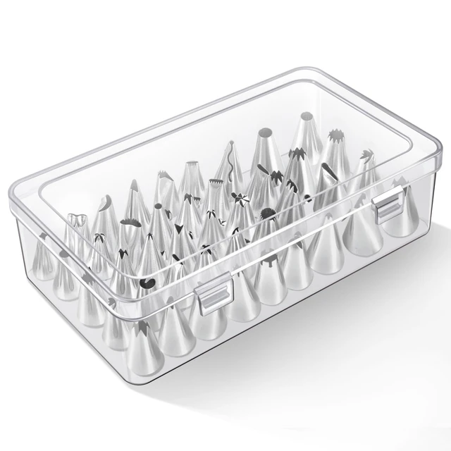 Alt view image 3 of 7 - Piping Tips Storage Box with Fixed Pins, 42 Pegs Piping Tip Set Organizer Case, Cake Decorating Kit Storage Organizer