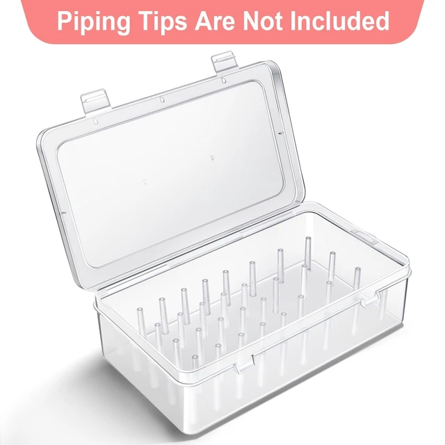 Alt view image 2 of 7 - Piping Tips Storage Box with Fixed Pins, 42 Pegs Piping Tip Set Organizer Case, Cake Decorating Kit Storage Organizer