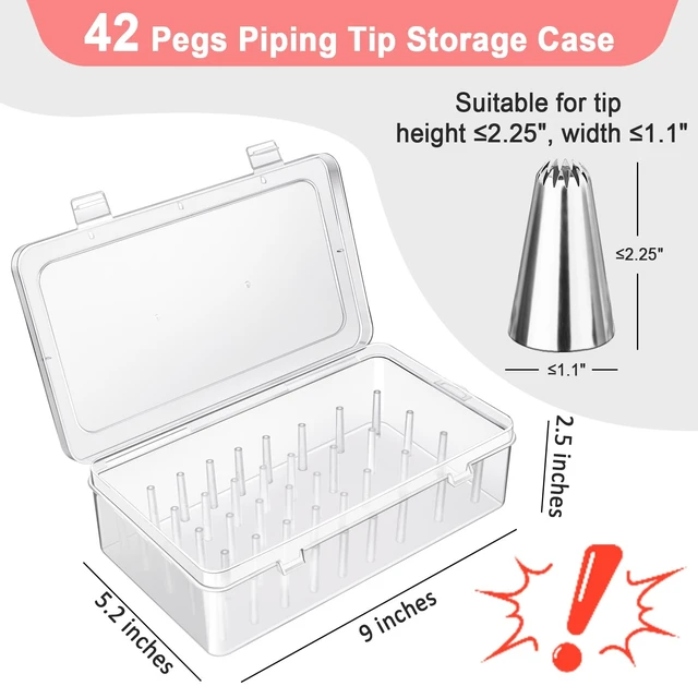 Alt view image 4 of 7 - Piping Tips Storage Box with Fixed Pins, 42 Pegs Piping Tip Set Organizer Case, Cake Decorating Kit Storage Organizer