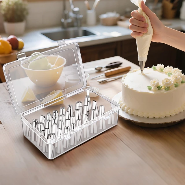 Alt view image 7 of 7 - Piping Tips Storage Box with Fixed Pins, 42 Pegs Piping Tip Set Organizer Case, Cake Decorating Kit Storage Organizer