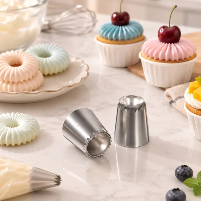 Alt view image 2 of 6 - Large Piping Tips for Make Floral Designs, Stainless Steel (795S 796S) | Piping Tip Set, Large Piping Tips for Cake Decorating Cupcakes Cookies
