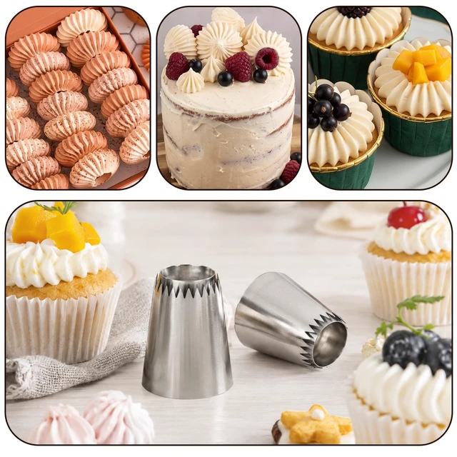 Alt view image 4 of 6 - Large Piping Tips for Make Floral Designs, Stainless Steel (795S 796S) | Piping Tip Set, Large Piping Tips for Cake Decorating Cupcakes Cookies