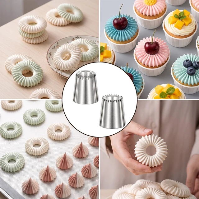 Alt view image 3 of 6 - Large Piping Tips for Make Floral Designs, Stainless Steel (795S 796S) | Piping Tip Set, Large Piping Tips for Cake Decorating Cupcakes Cookies