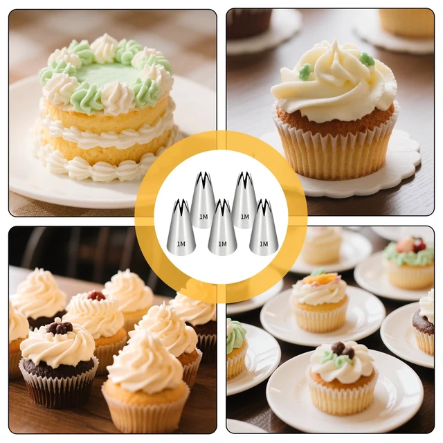 Alt view image 5 of 6 - 5 Pcs 1m Piping Tip,Stainless Steel | Star Cupcake Pastry Tips,For Cookie And Cake Decorating, Diy Cream.