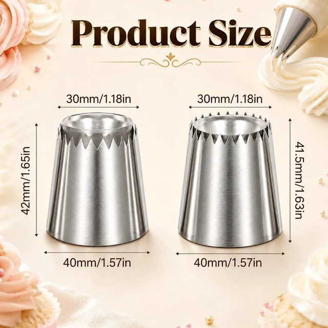 Alt view image 5 of 6 - Large Piping Tips for Make Floral Designs, Stainless Steel (795S 796S) | Piping Tip Set, Large Piping Tips for Cake Decorating Cupcakes Cookies