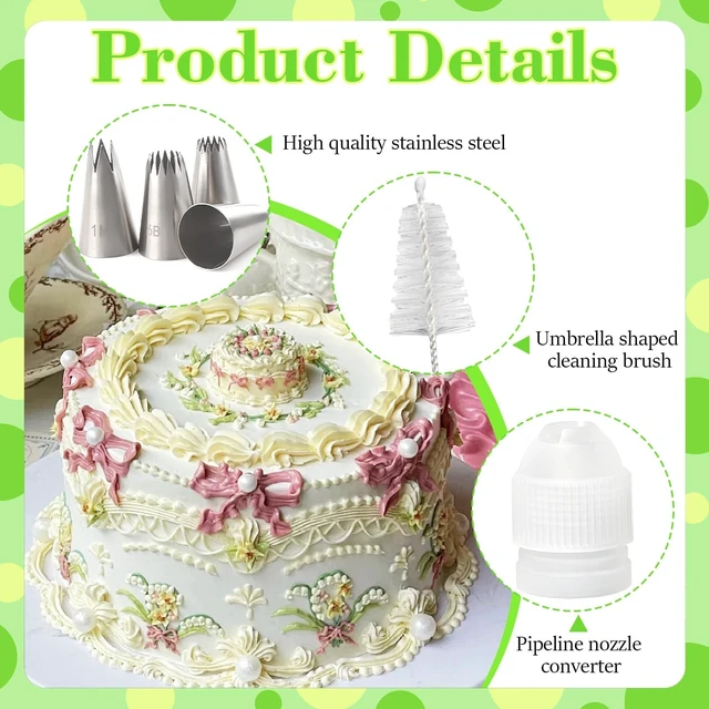 Alt view image 3 of 7 - 1M 2D 4B 6B Large Piping Tip and Piping Couplers Set, Stainless Steel Icing Tips, Cake Decorating Tips for Cake Cupcake Cookie DIY Shell Edge Spiral Flower Petal Decorating Tool