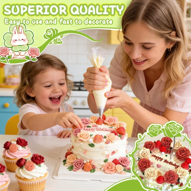 Alt view image 2 of 7 - 7 Pieces/Set Stainless Steel Cake Decorating Tips Set | Cream Icing Piping, Fondant Rose Nozzle, Pastry Tools
