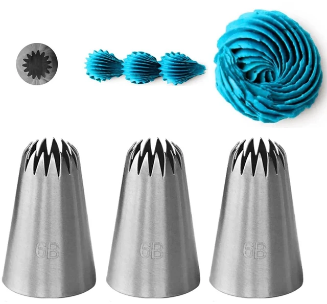 Main image of 6B Piping Tip, Large Open Star Shell Frosting Tip for Cake Decorating