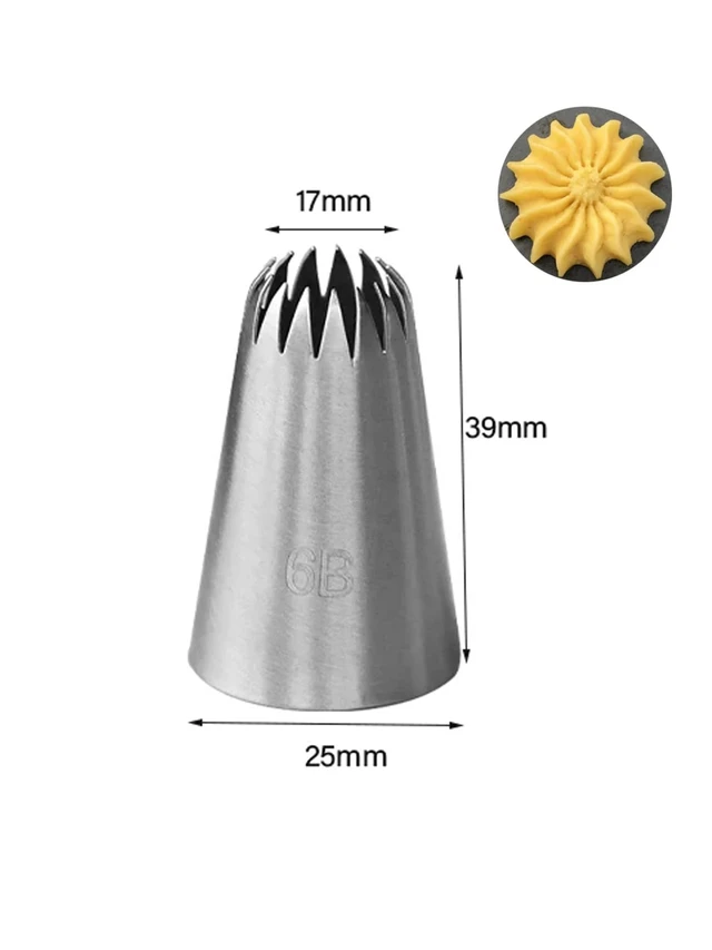 Alt view image 3 of 3 - 6B Piping Tip, Large Open Star Shell Frosting Tip for Cake Decorating