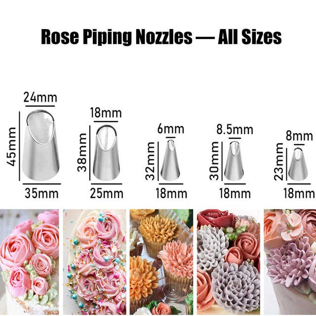 Alt view image 4 of 7 - 5 Pieces Rose Flower Piping Tips Set Cake Decorating Tips Icing Piping Nozzles Set Cupcake Decorating Kit Cupcake Pastry Tool