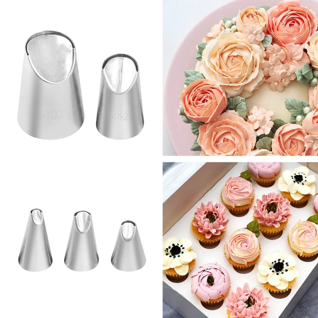 Alt view image 7 of 7 - 5 Pieces Rose Flower Piping Tips Set Cake Decorating Tips Icing Piping Nozzles Set Cupcake Decorating Kit Cupcake Pastry Tool