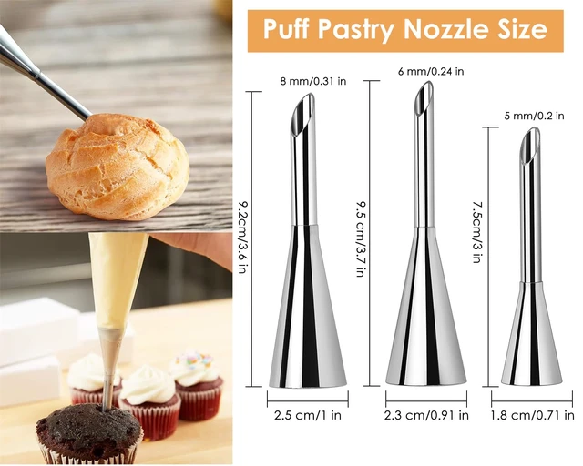 Alt view image 2 of 7 - Large Cream Icing Piping Nozzle Tips 3 Pieces Professional Stainless Steel Puff Nozzle for Decorating Cake and Filling Pastry