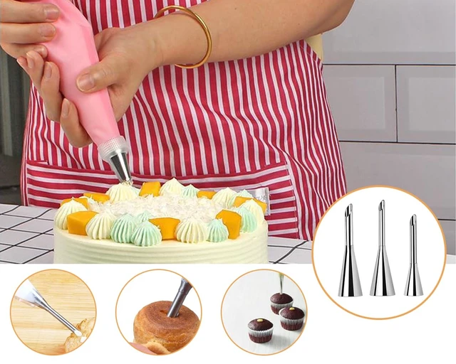 Alt view image 6 of 7 - Large Cream Icing Piping Nozzle Tips 3 Pieces Professional Stainless Steel Puff Nozzle for Decorating Cake and Filling Pastry