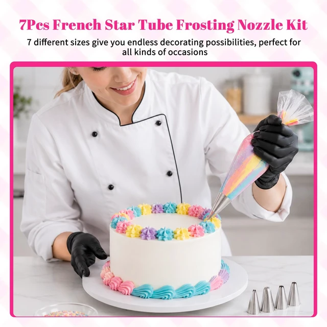 Alt view image 2 of 7 - Large Piping Tips Set French Star Tube Frosting Nozzle Kit | Open Star Piping Tips Set Stainless Steel Stars Pastry Tips Cake Decorating Tip for Cupcakes Cake Cookies Decorating