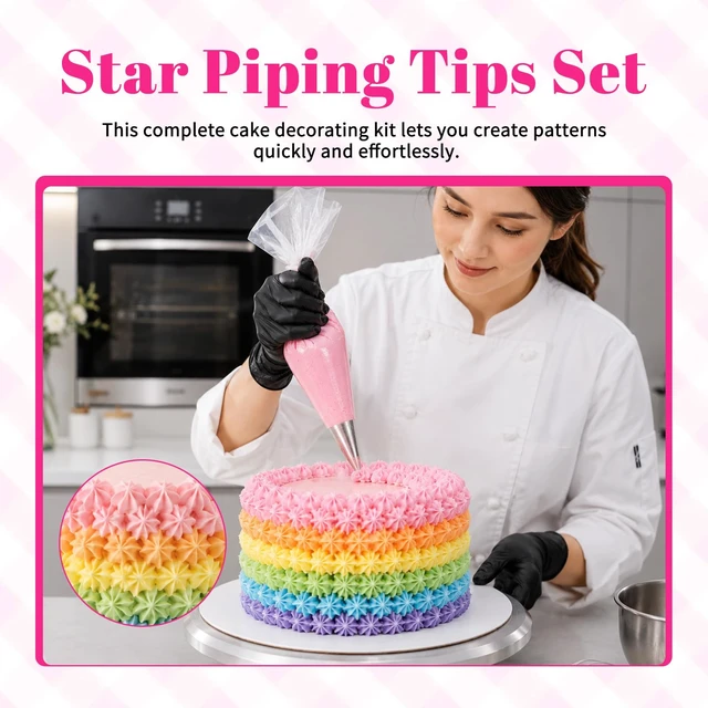 Alt view image 5 of 7 - Large Piping Tips Set French Star Tube Frosting Nozzle Kit | Open Star Piping Tips Set Stainless Steel Stars Pastry Tips Cake Decorating Tip for Cupcakes Cake Cookies Decorating