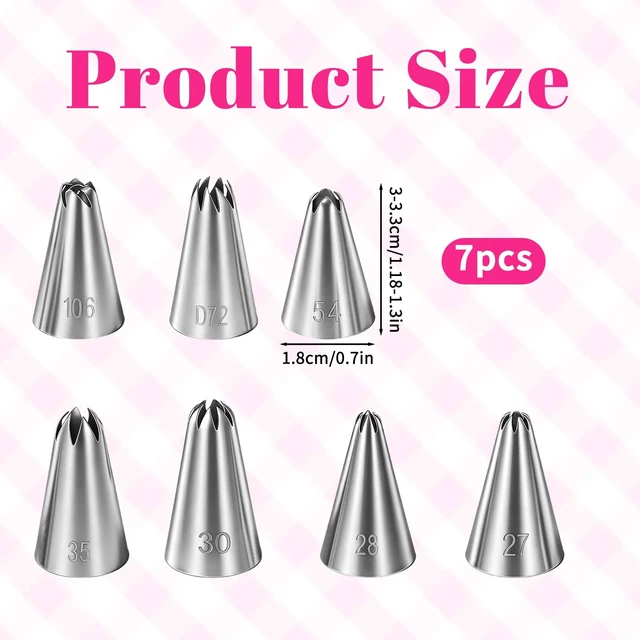 Alt view image 3 of 7 - Large Piping Tips Set French Star Tube Frosting Nozzle Kit | Open Star Piping Tips Set Stainless Steel Stars Pastry Tips Cake Decorating Tip for Cupcakes Cake Cookies Decorating