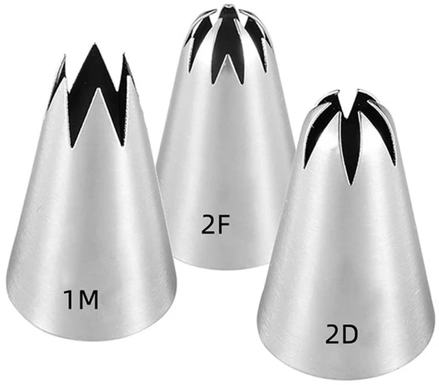 Main image of 1M 2D 2F Piping Tips Set, Large Icing Tips for Cake Rosettes & Flowers