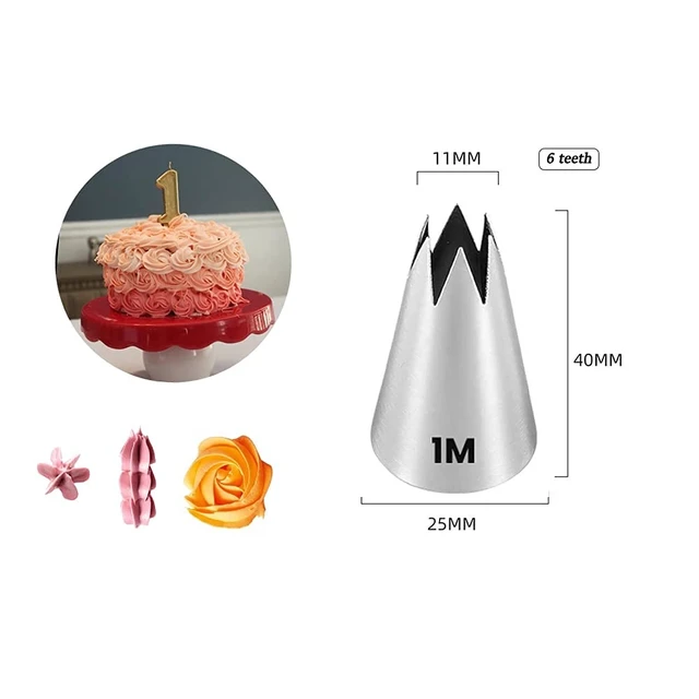 Alt view image 3 of 6 - 1M 2D 2F Piping Tips Set, Large Icing Tips for Cake Rosettes & Flowers