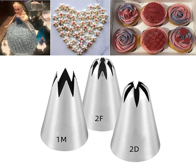 Alt view image 2 of 6 - 1M 2D 2F Piping Tips Set, Large Icing Tips for Cake Rosettes & Flowers