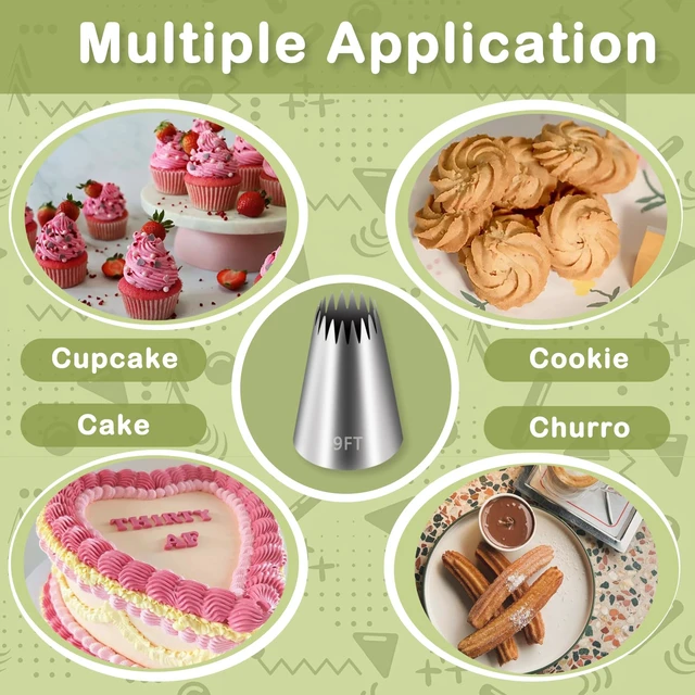 Alt view image 3 of 6 - 9FT Large Piping Tips, 3 Pieces | Cake Decorating, Frosting Piping Kit, Churro Maker, For Cupcake Cookie