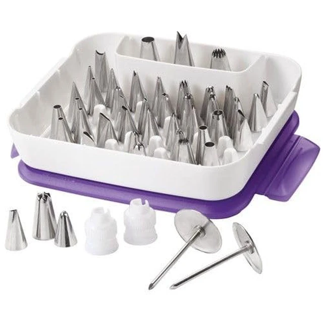 Alt view image 4 of 7 - Master Cake Decorating Piping Tips Set, 55-Piece with Case | 55-Piece Stainless Steel Tip Set with Storage Case for Piping Rosettes, Stars, Leaves & Borders on Cakes & Cupcakes