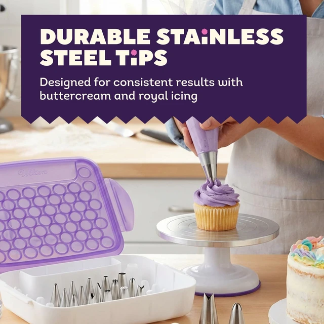 Alt view image 6 of 7 - Master Cake Decorating Piping Tips Set, 55-Piece with Case | 55-Piece Stainless Steel Tip Set with Storage Case for Piping Rosettes, Stars, Leaves & Borders on Cakes & Cupcakes