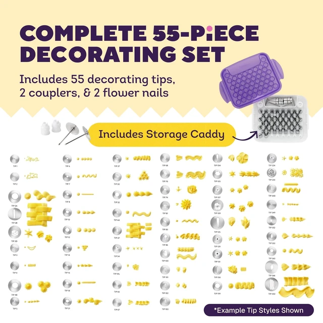 Alt view image 7 of 7 - Master Cake Decorating Piping Tips Set, 55-Piece with Case | 55-Piece Stainless Steel Tip Set with Storage Case for Piping Rosettes, Stars, Leaves & Borders on Cakes & Cupcakes