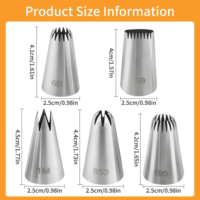 Alt view image 2 of 7 - 5 Pcs Large Piping Tips,Frosting Icing Tips for Cupcakes | Cake Decorating Tools,Stainless Steel Piping Tip for Cupcakes, Cake, Cookie and Decorating