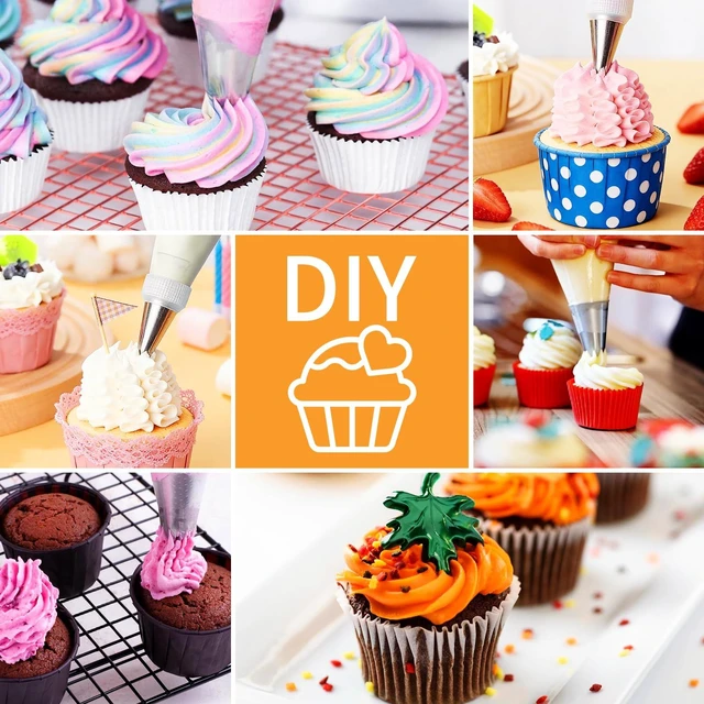 Alt view image 7 of 7 - 5 Pcs Large Piping Tips,Frosting Icing Tips for Cupcakes | Cake Decorating Tools,Stainless Steel Piping Tip for Cupcakes, Cake, Cookie and Decorating
