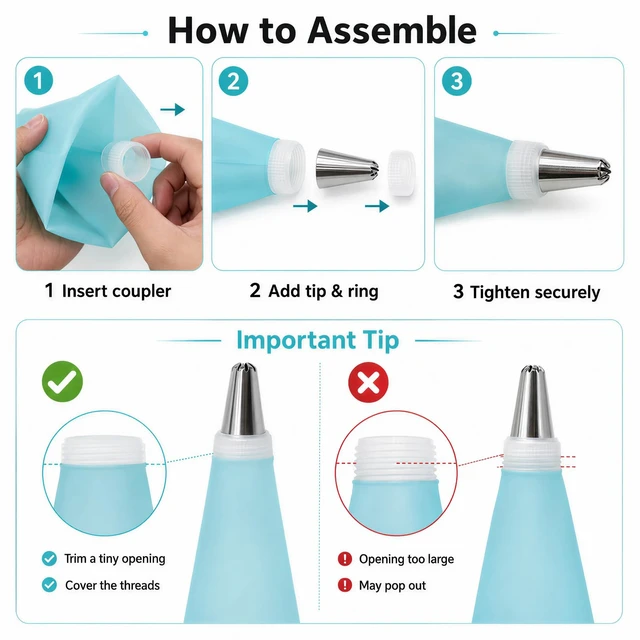 Alt view image 2 of 7 - Piping Bags and Tips, Cake Piping Bags and Tips Suitable for Beginners Included 100PCS 16 Inch Disposable Piping Bags with 12 Piping Tips Set, 2 Coupler and 1 Reusable Pastry Bags