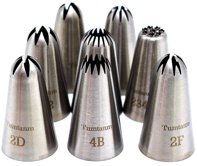 Main image of Tumtanm 8 Pack Large Piping Tips, Seamless Stainless Steel Icing Piping Nozzle Tip Set, Cake Decorating Tools for Baker