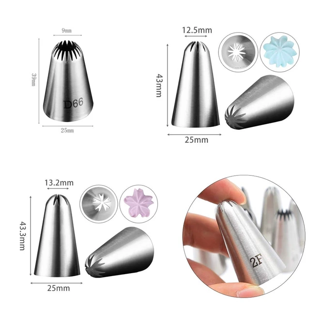 Alt view image 3 of 6 - Tumtanm 8 Pack Large Piping Tips, Seamless Stainless Steel Icing Piping Nozzle Tip Set, Cake Decorating Tools for Baker