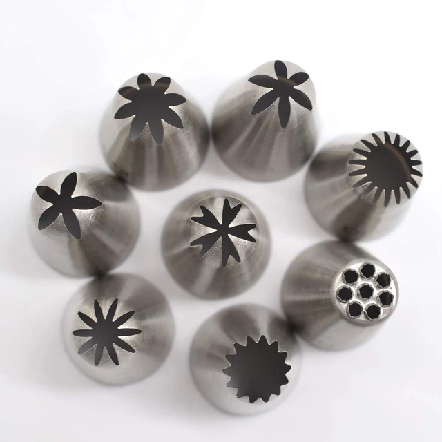 Alt view image 2 of 6 - Tumtanm 8 Pack Large Piping Tips, Seamless Stainless Steel Icing Piping Nozzle Tip Set, Cake Decorating Tools for Baker