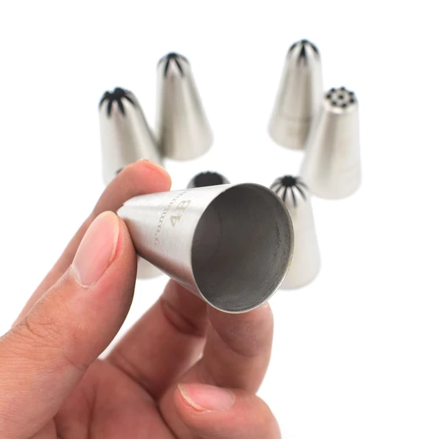 Alt view image 6 of 6 - Tumtanm 8 Pack Large Piping Tips, Seamless Stainless Steel Icing Piping Nozzle Tip Set, Cake Decorating Tools for Baker
