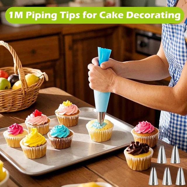 Alt view image 2 of 6 - 1M Piping Tips Set, 5-Piece Large Star Cake Decorating Tips | 5 Matching 1M Large Star Tips for Swirls, Rosettes, Shells and Borders on Cakes, Cupcakes and Cookies